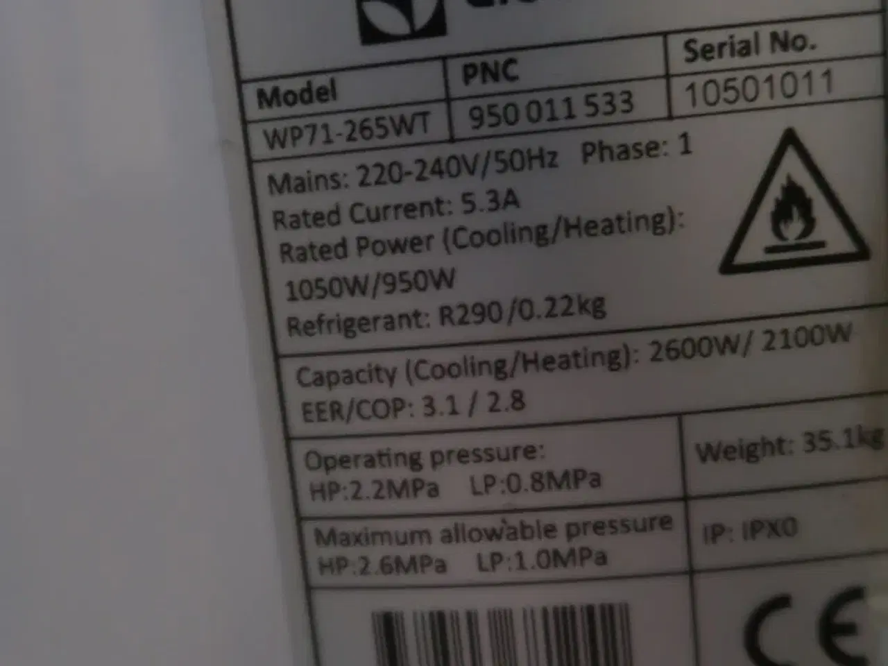 Billede 5 - Mobil aircondition ELECTROLUX WP71-265WT