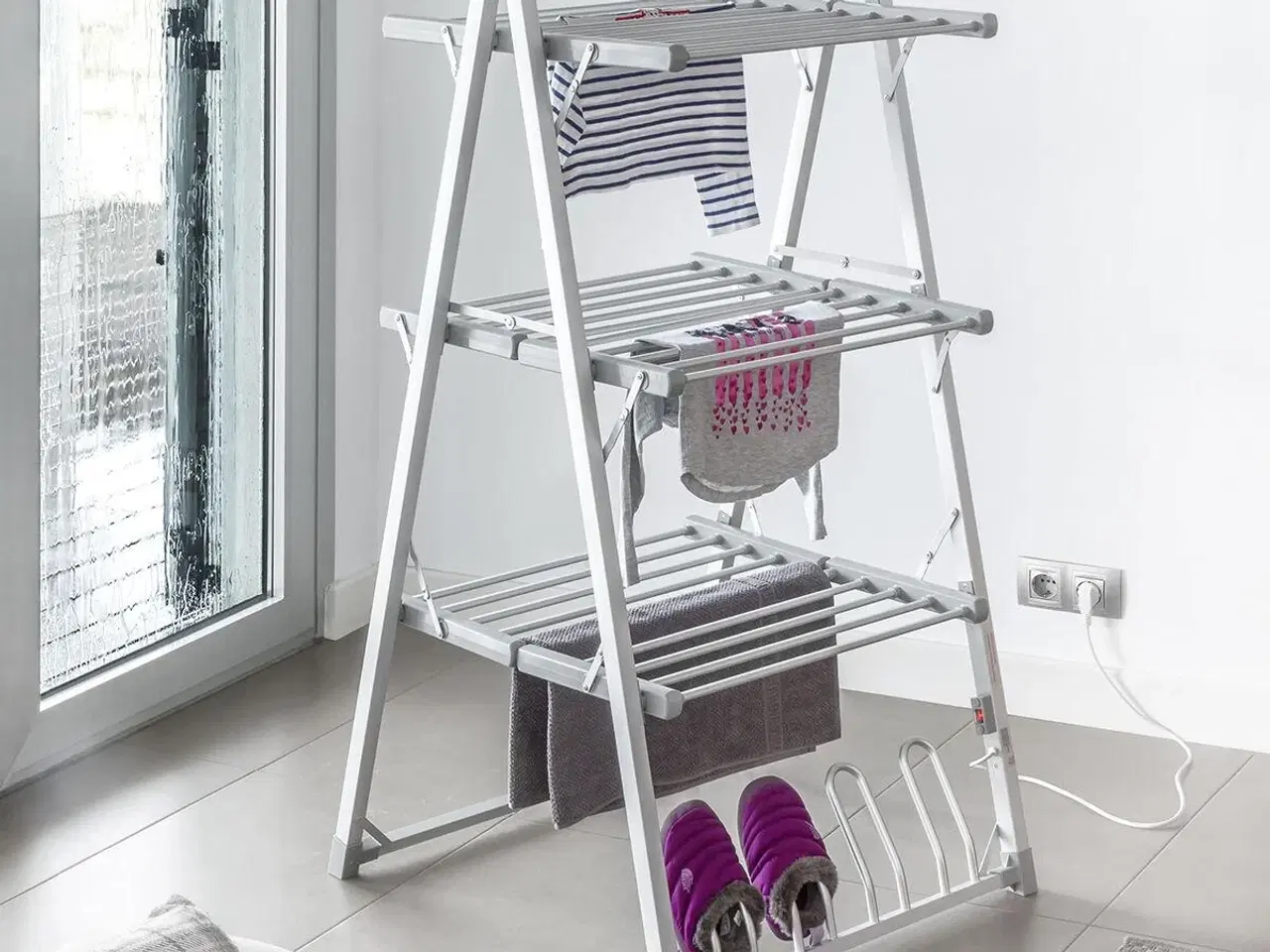 Billede 1 - Verayer sammenklappeligt elektrisk tørrestativ - 30 stænger