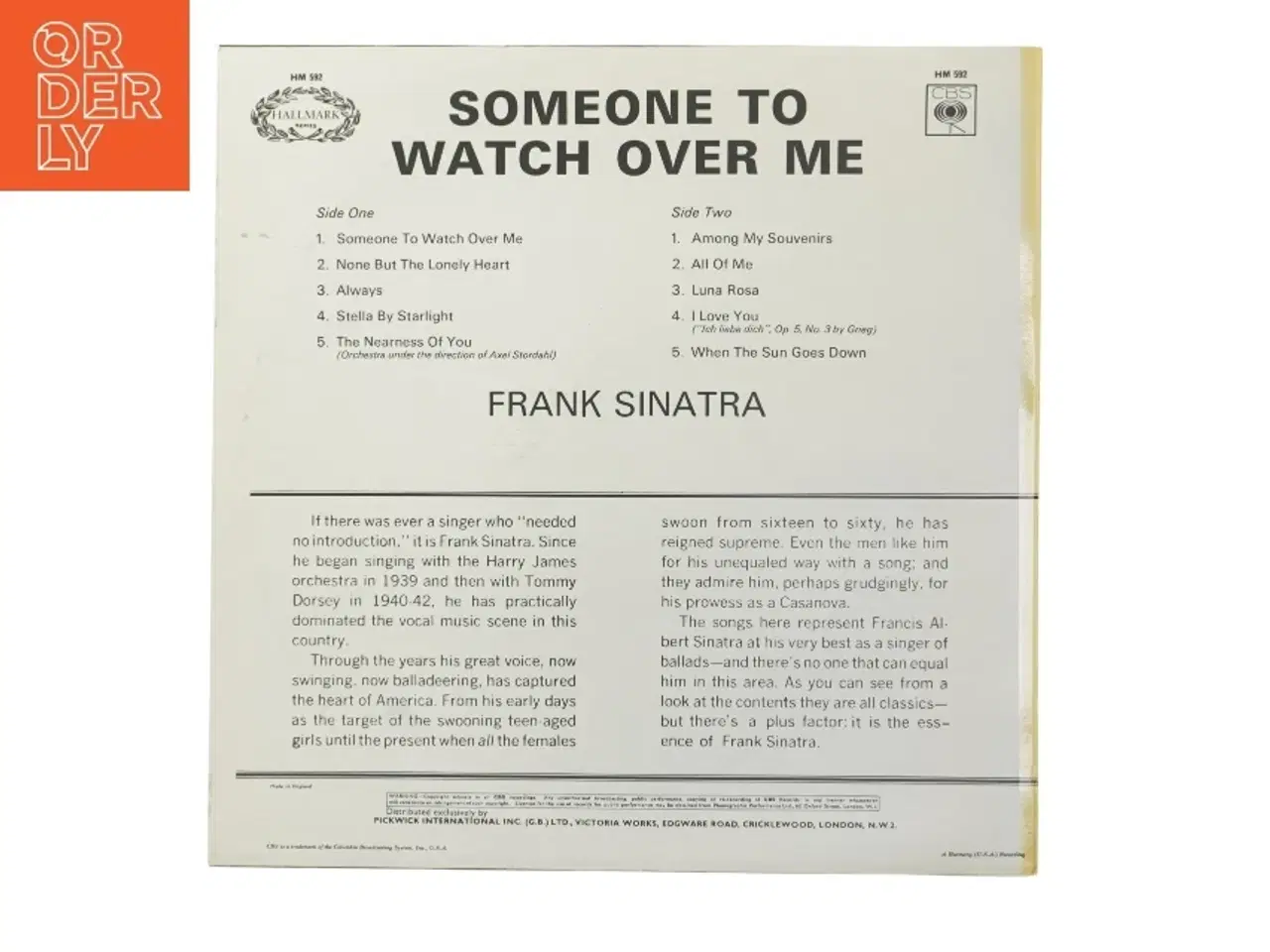 Billede 3 - Frank Sinatra LP - Someone to Watch Over Me fra CBS