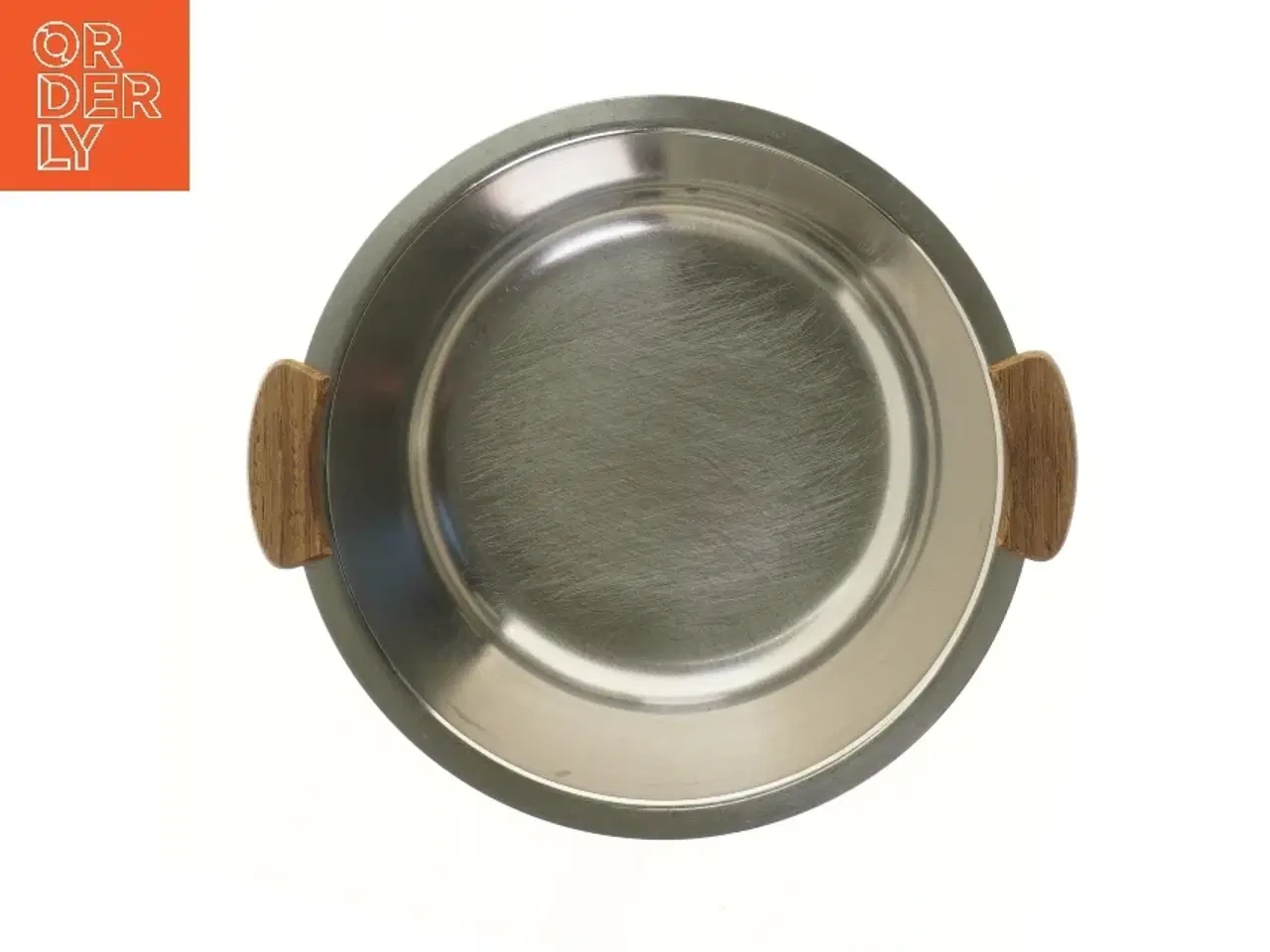 Billede 2 - Rustfri serveringsskål med træhåndtag (str. Ø 24,5 cm)