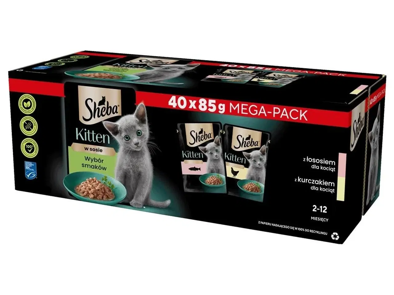 Billede 1 - Vådfoder til kattekillinger Sheba – udvalg i sauce, 40×85 g