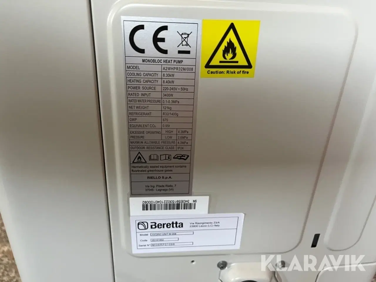 Billede 3 - Varmepumpe Beretta Hydro Unit M 008 - 8 kW