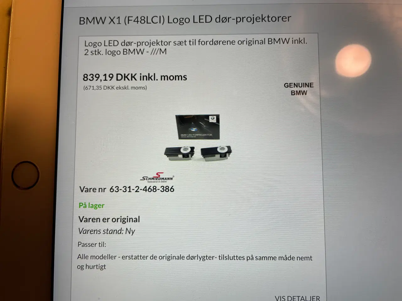 Billede 4 - BMW Projektor til fordørene