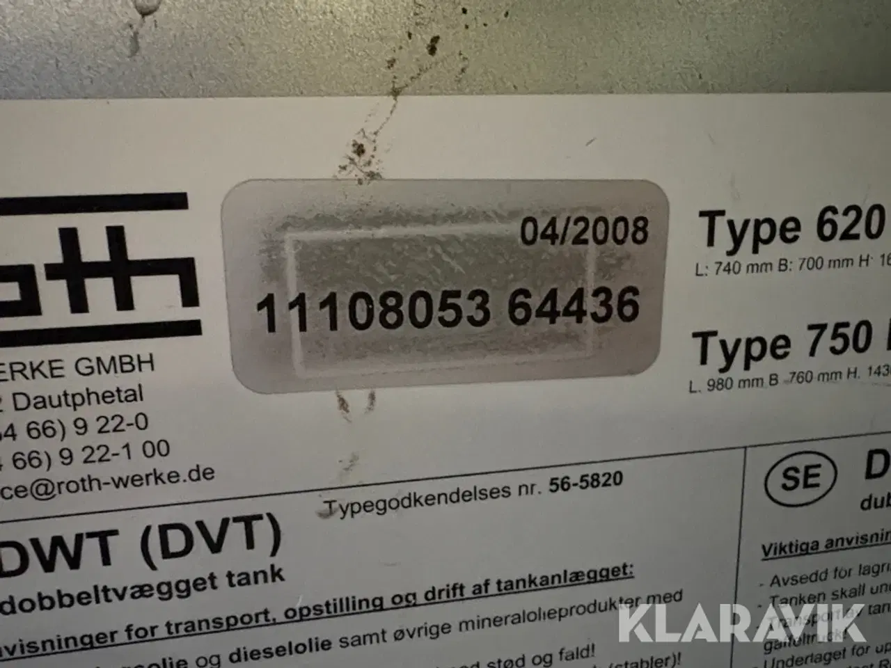 Billede 4 - Dobbeltsidet tank Roth 1000L