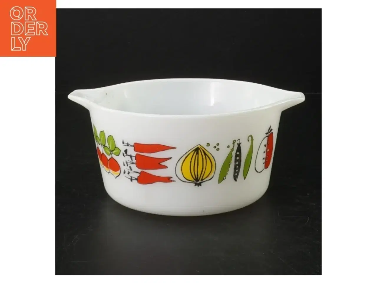 Billede 1 - Retro fajance skål med grøntsagsmotiv (str. Ø. 16 cm)