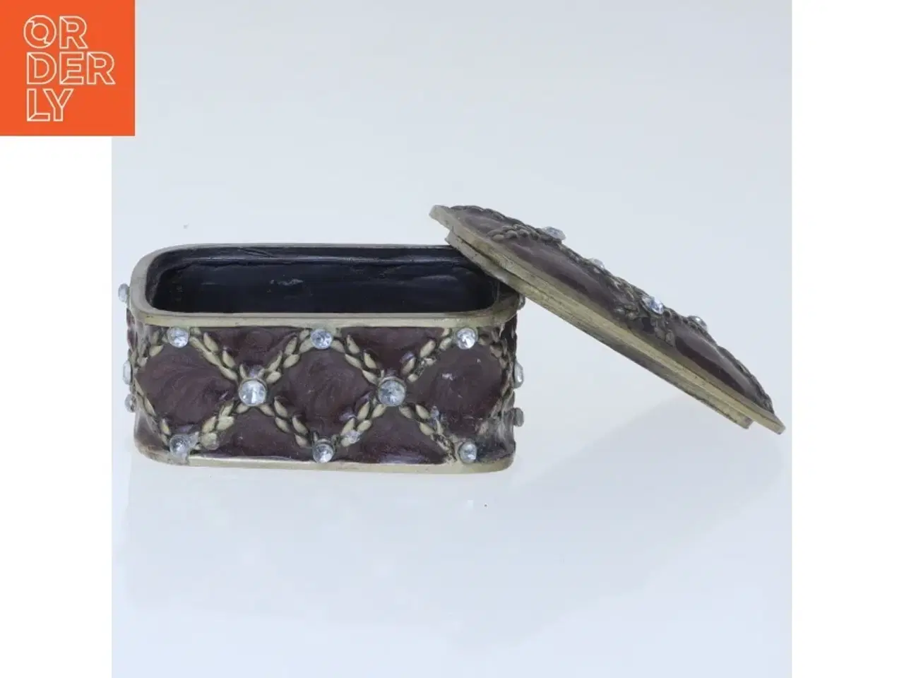 Billede 2 - Dekorativ smykkeskrin med ædelstene (str. 5x4x2,5 cm)