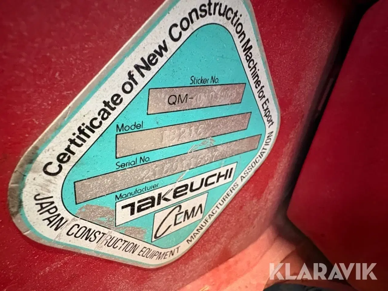 Billede 10 - Gravemaskine Takeuchi TB216
