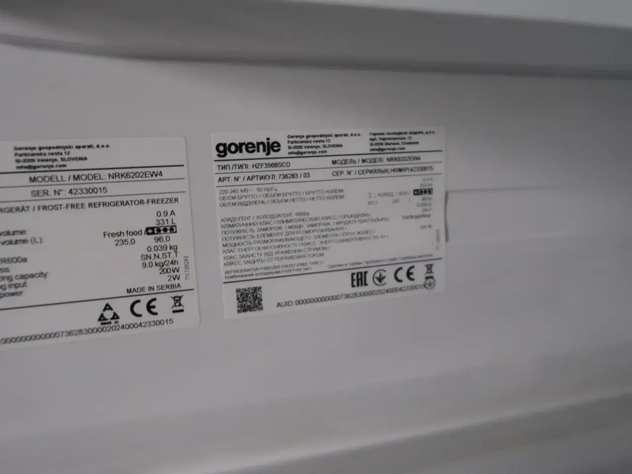 Billede 5 - Køle/fryseskab GORENJE NRK6202EW4