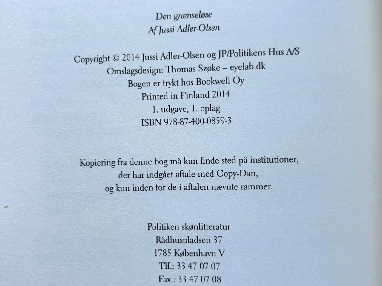 Billede 3 - Førsteudgave Paperback af Den grænseløse