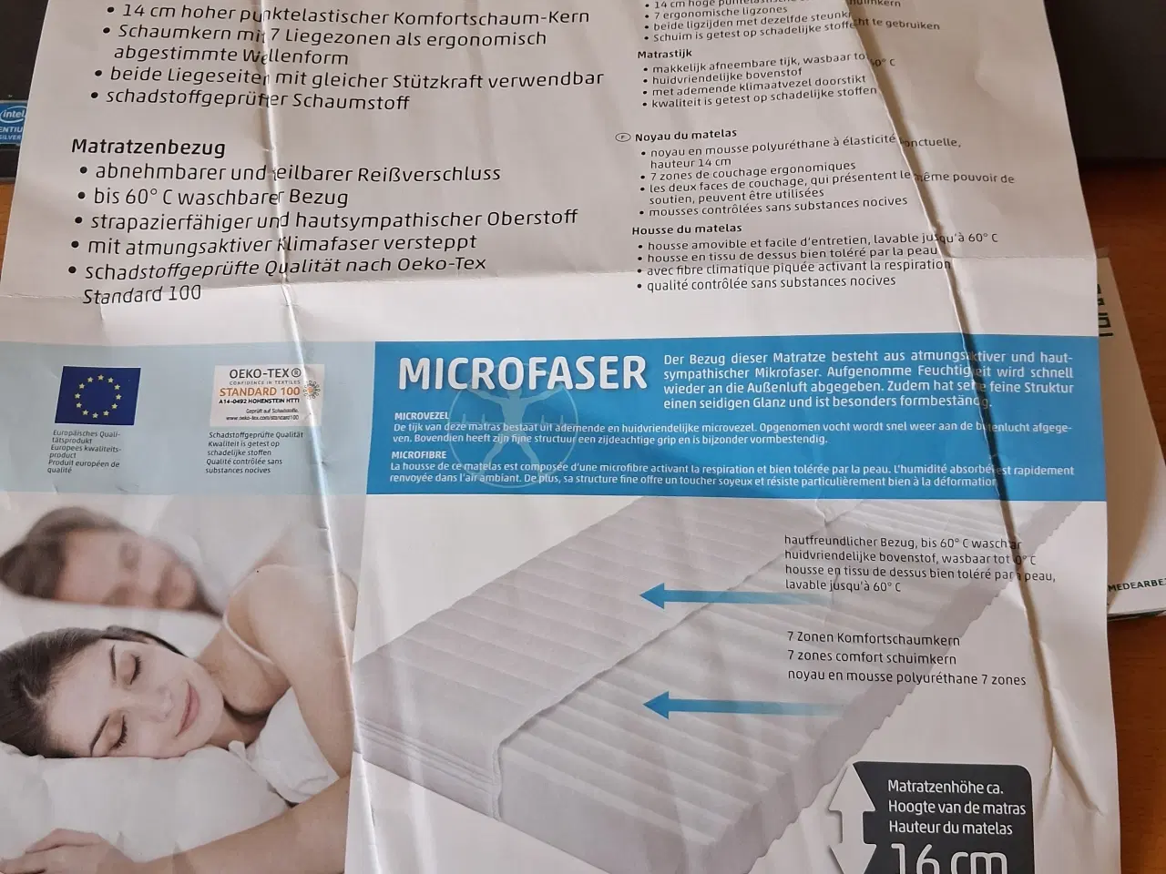 Billede 2 - Madras Koldskum 200 x 180 x 16 cm brugt en gang