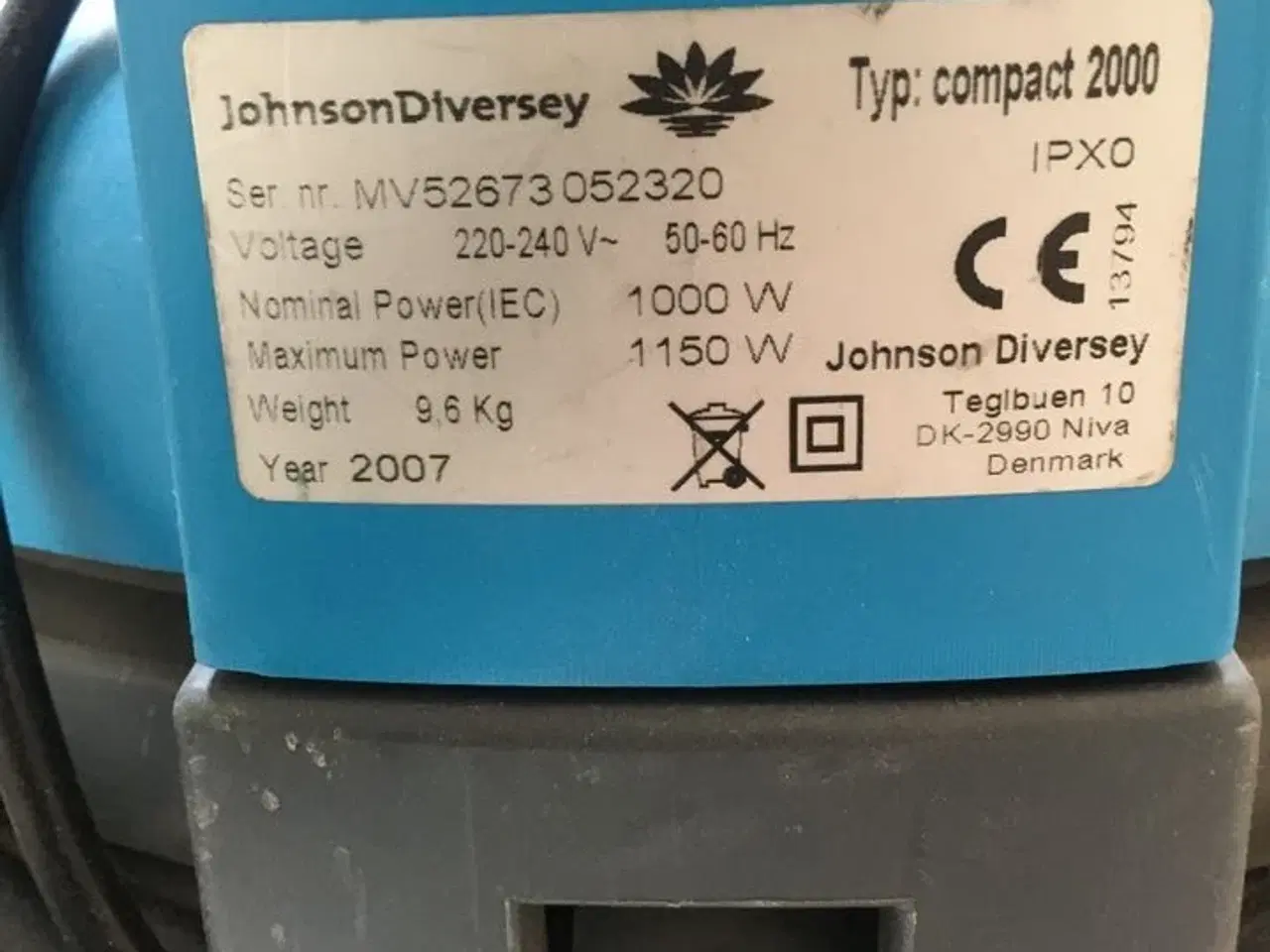 Billede 4 - Støvsuger JOHNSONDIVERSEY Compact 2000