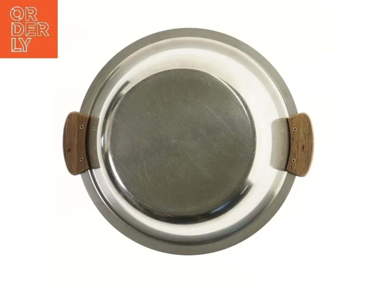 Billede 3 - Rustfri serveringsskål med træhåndtag (str. Ø 24,5 cm)