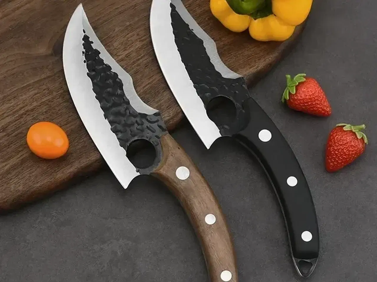 Billede 3 - 2 stk. Ergonomisk japansk urtekniv – Ergonomisk japansk urtekniv – valnøddeskaft
