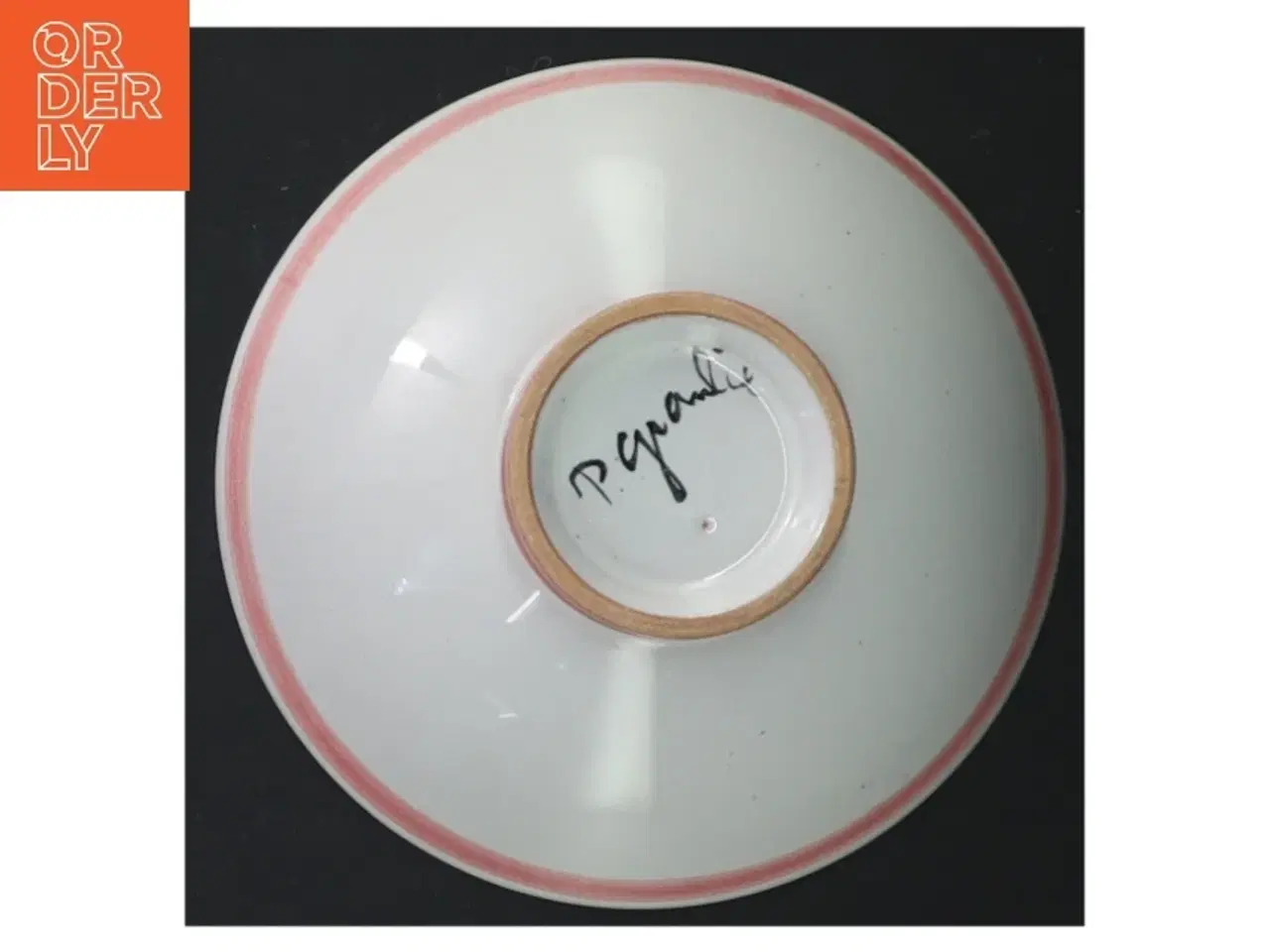 Billede 2 - Dekorativ skål med blomstermotiv (str. Ø 13 cm)