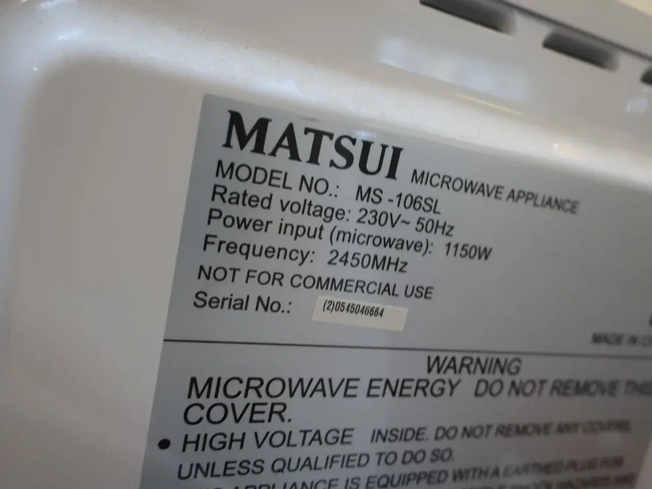 Billede 3 - Microovn MATSUI MS-106SL