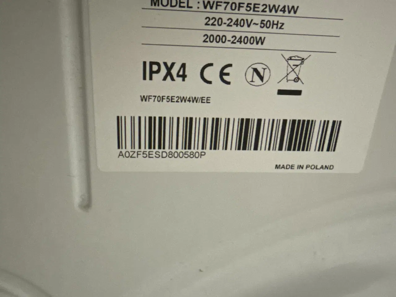 Billede 4 - Samsung vaskemaskine (model WF70F5E2W4W)