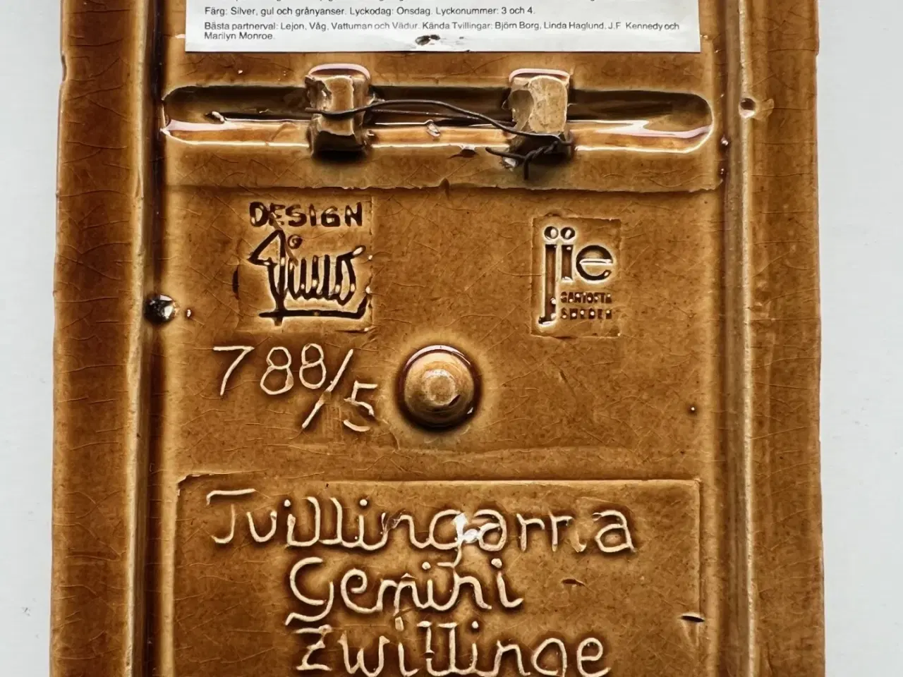 Billede 3 - Keramik. Stjernetegn relieffer, Jie Gantofta. Swed