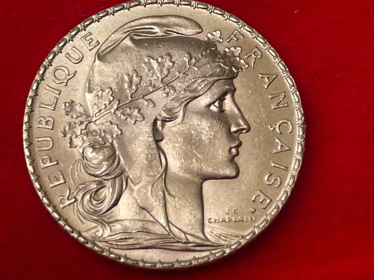 Billede 2 - 20 frank 1908 guld mønt