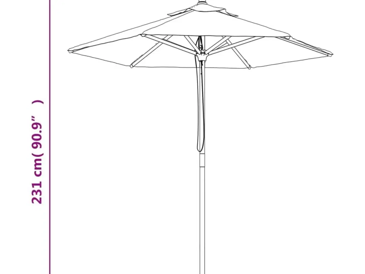 Billede 8 - Haveparasol med træstang 196x231 cm sandfarvet