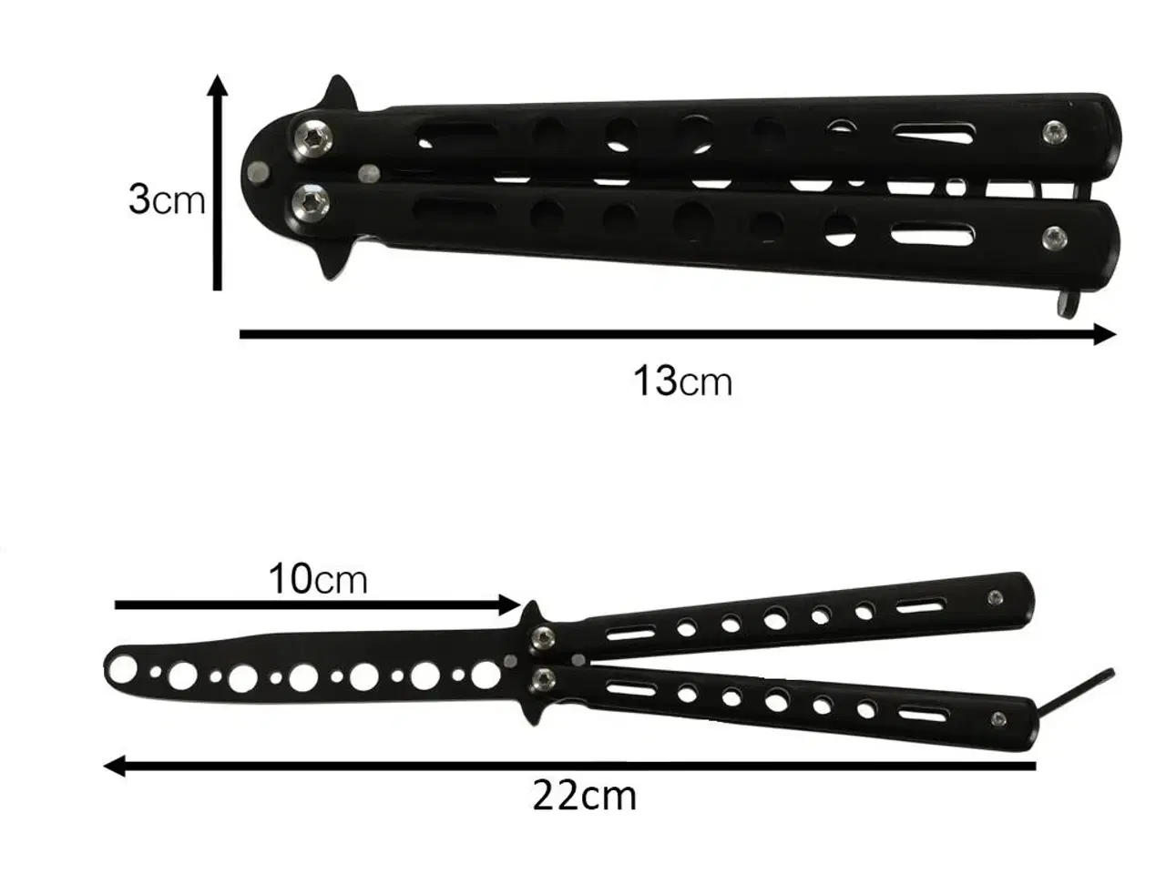 Billede 3 - Trænings-butterflykniv – stump øvekniv i metal (10 cm klinge)