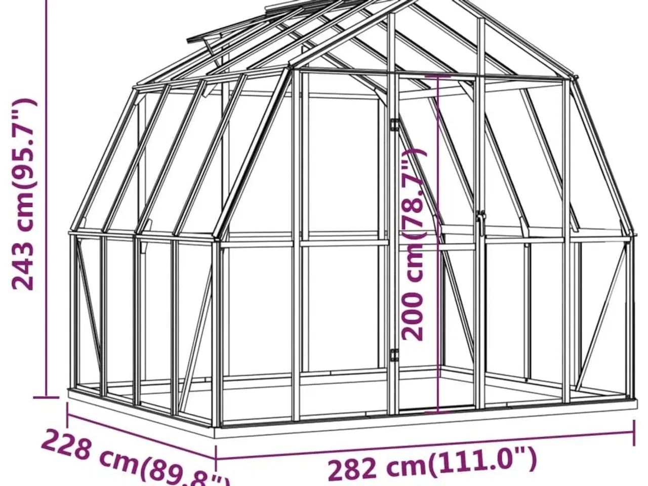 Billede 8 - Drivhus med fundamentramme 6,43 m² aluminium antracitgrå