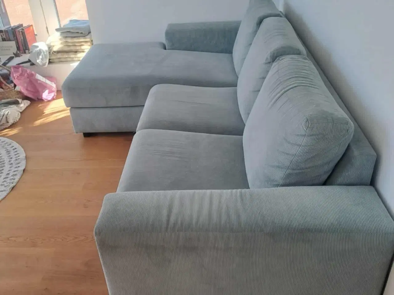 Billede 3 - Flot hjørnesofa i grøn fløjl 