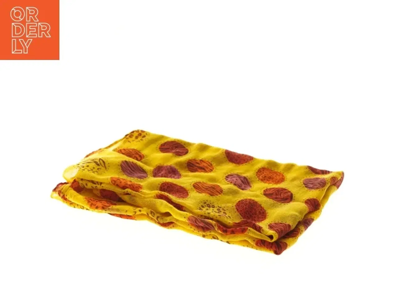 Billede 3 - Gult tørklæde med farverige mønstre (str. 98x80 cm)