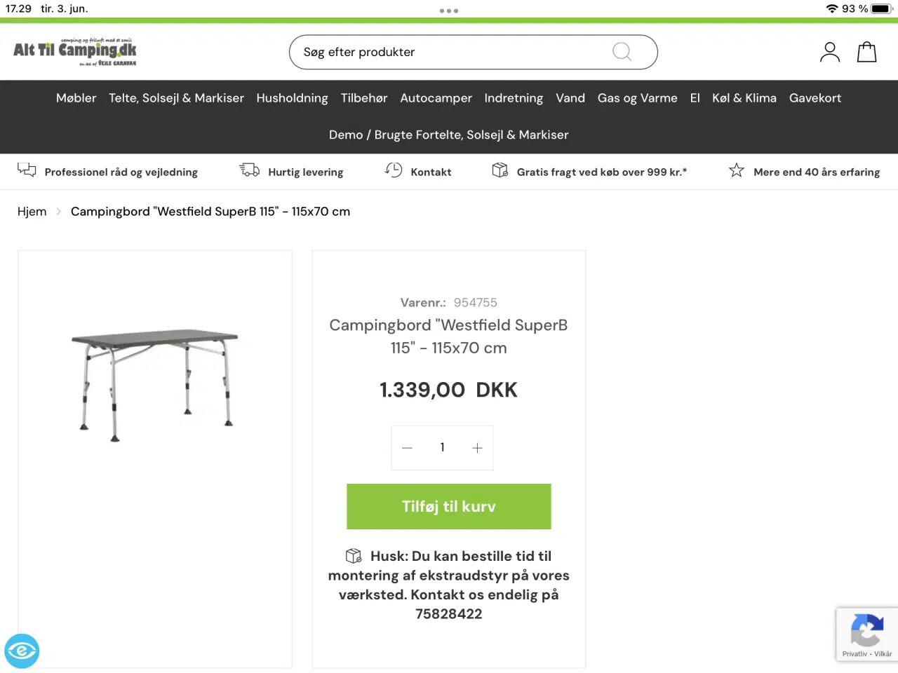 Billede 4 - Campingbord Westfield Super 115 x 70