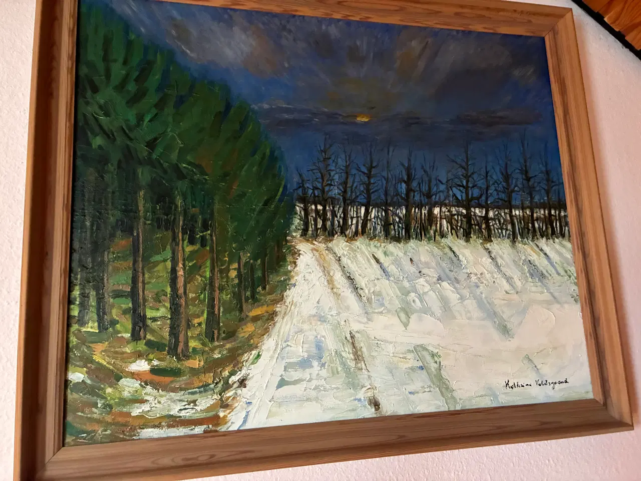 Billede 1 - Olie på Lærred - vintermotiv af Kathrine Voldsga