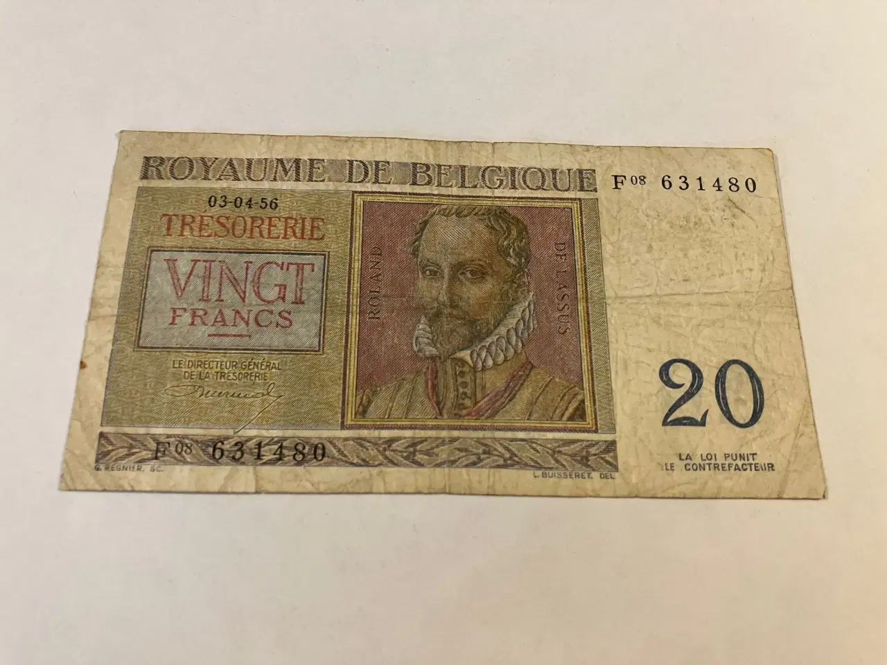 Billede 1 - 20 Francs Belgium 1956