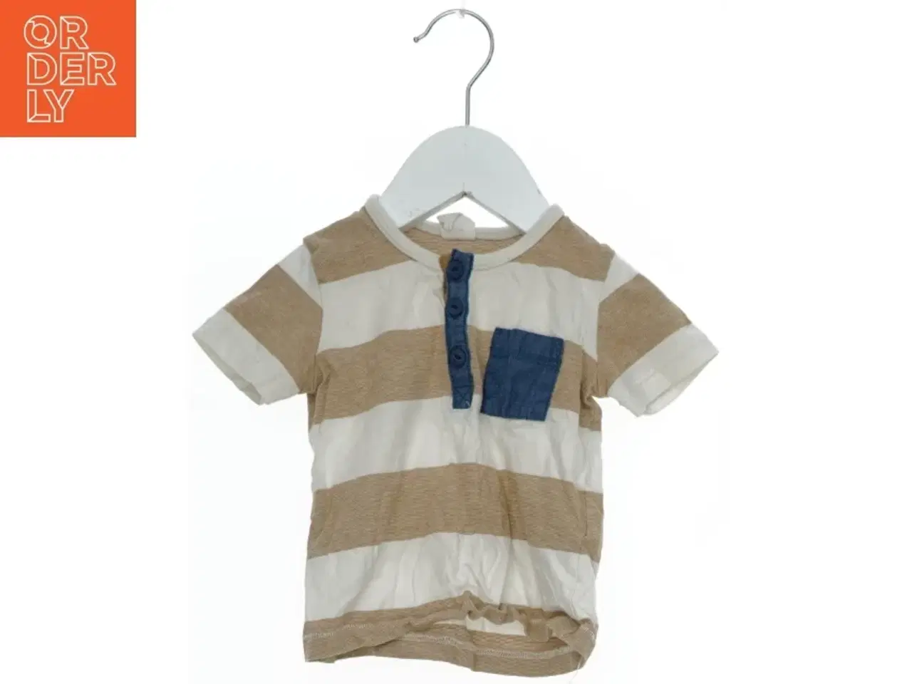 Billede 1 - Kortærmet stribet t-shirt med lomme fra H&M (str. 68)