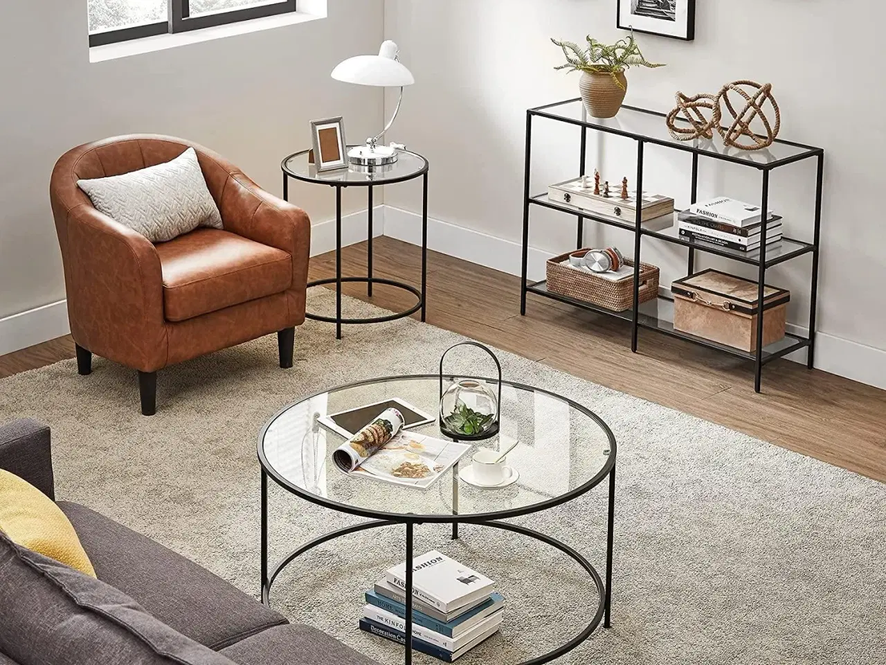 Billede 2 - Konsolbord sort stål og hærdet glas, 3 hylder, 30 × 100 × 73 cm