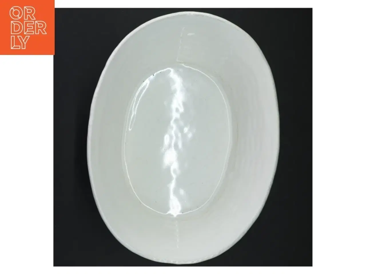 Billede 3 - Hvid kurveflet porcelænsskål (str. 27 x 20 x 12 cm)