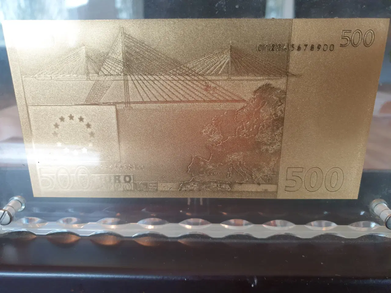 Billede 1 - Forgyldt 500 euro seddel i 24 karat bladguld
