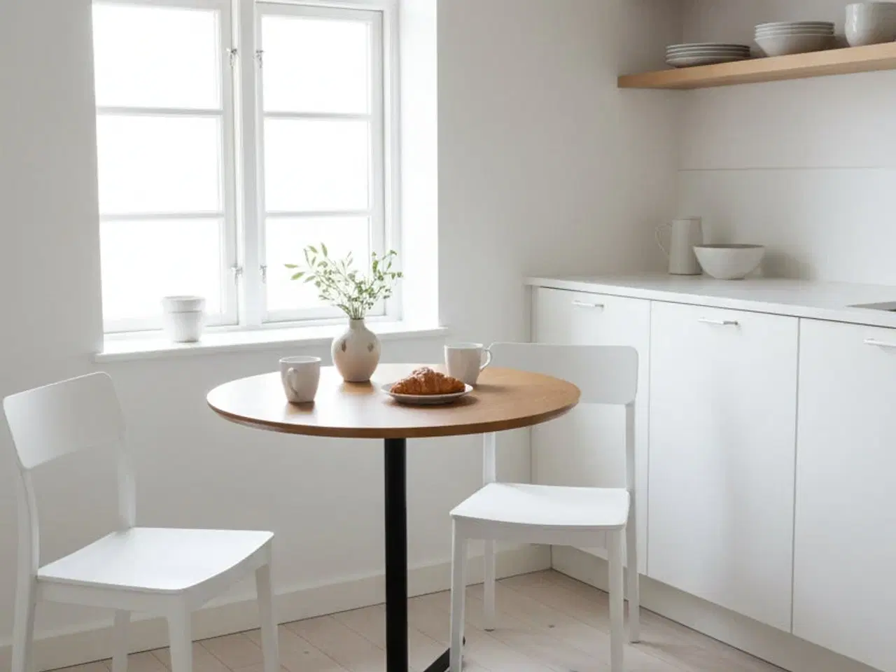 Billede 2 - Rundt Bord - Natur/Sort Stel Ø80 cm