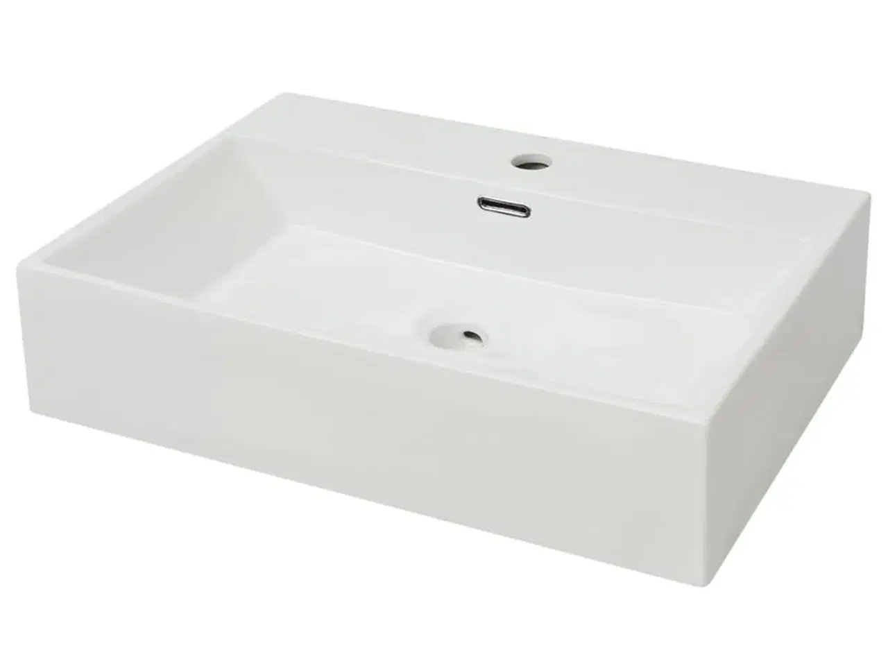 Billede 2 - Håndvask med hul til vandhane keramik 60,5x42,5x14,5 cm hvid