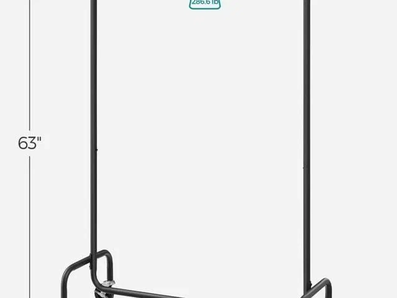 Billede 6 - Tøjstativ med hjul kraftigt, udtrækkelig bøjlestang, 130 kg bæreevne, 45 × (110–150) × 163 cm, mat sort