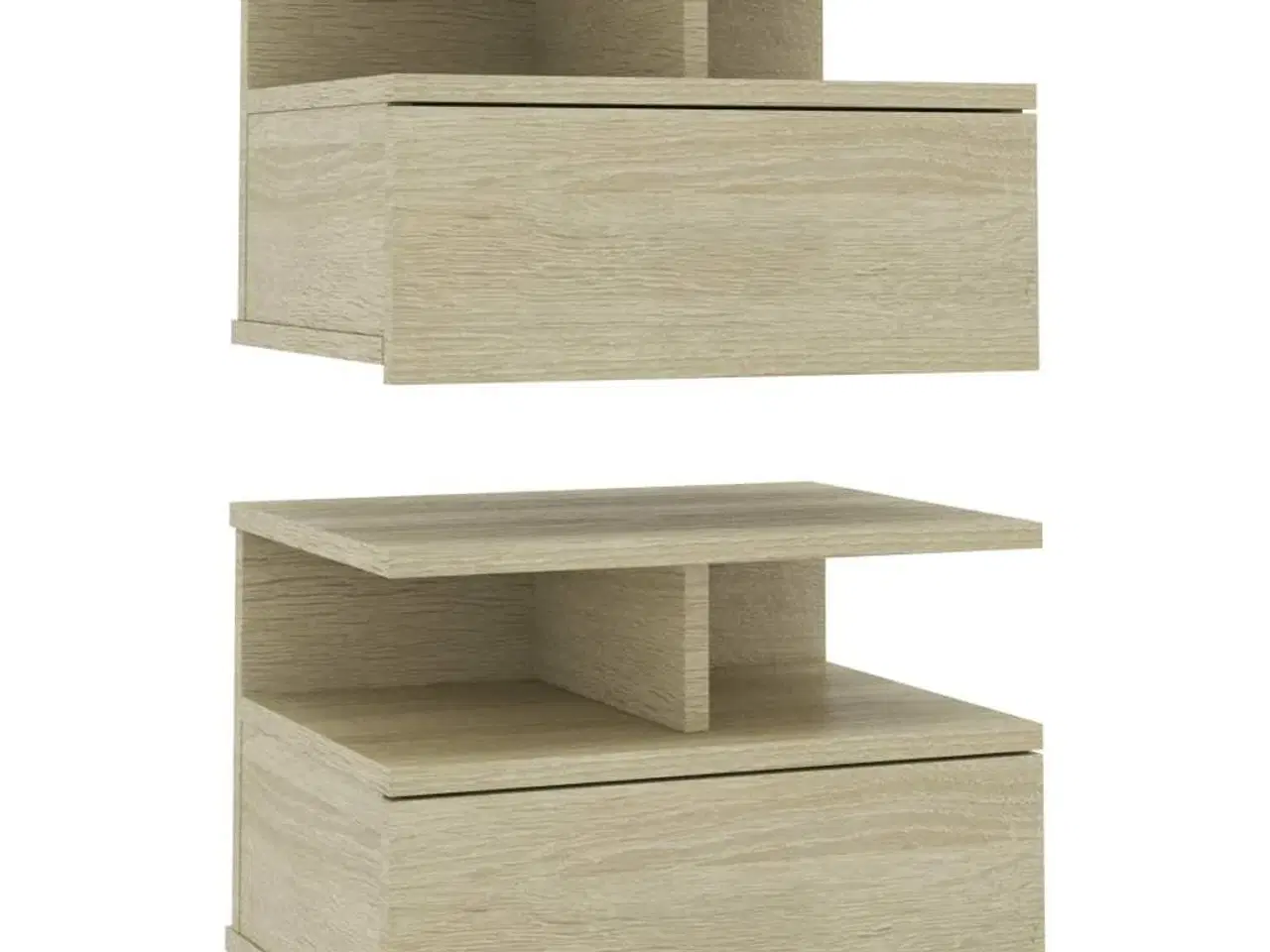 Billede 2 - Svævende natborde 2 stk. 40 x 31 x 27 cm konstrueret træ sonoma