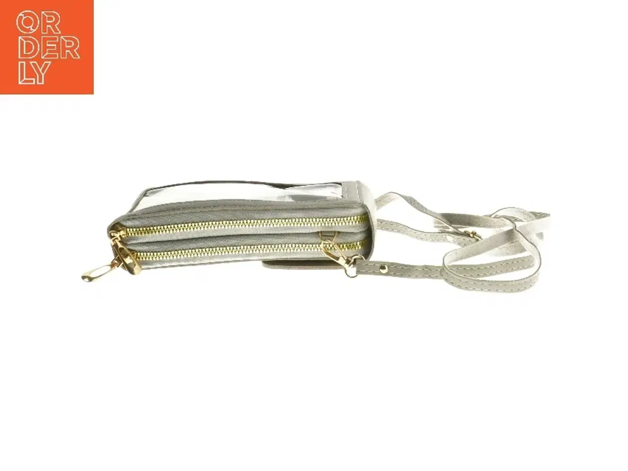 Billede 2 - Grå skuldertaske med lynlås og rem (str. 19x11x4 cm)