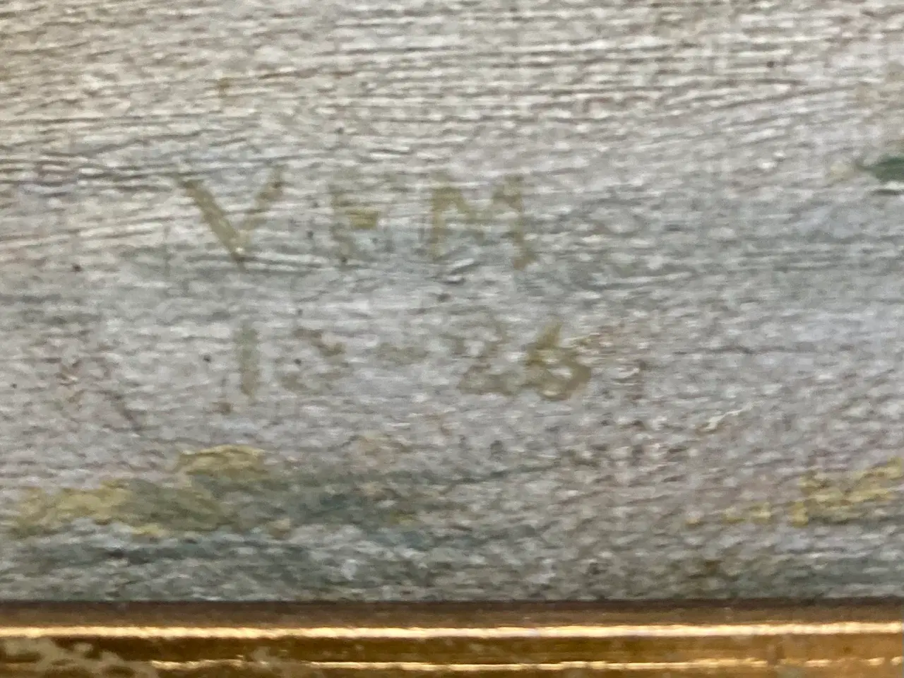 Billede 4 - Ældre kunst 1925 Maleri Skibsmotiv Guldramme