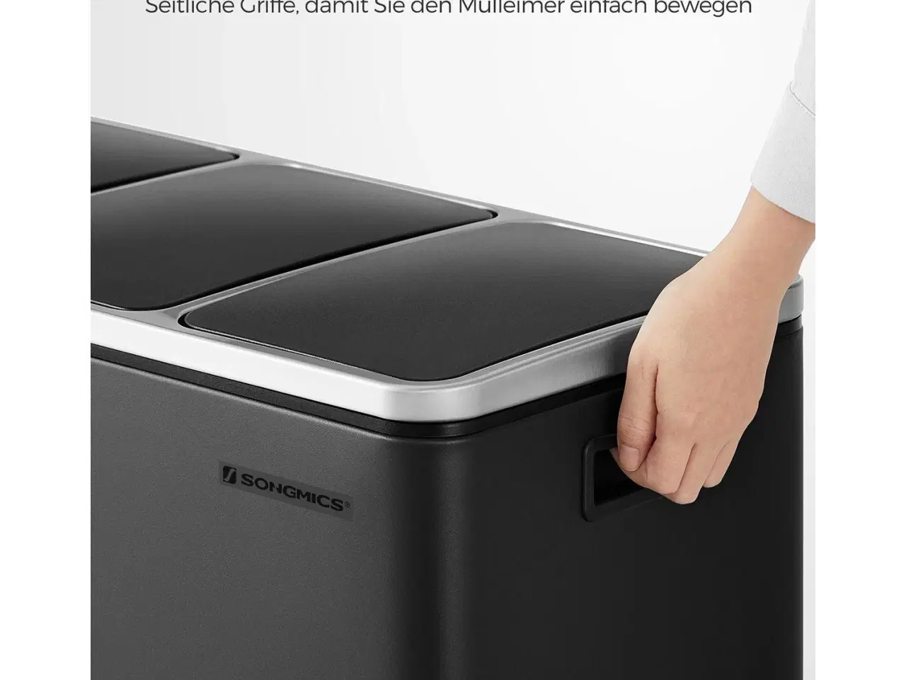 Billede 6 - Skraldespand til affaldssortering 3 x 18 l – SONGMICS pedalspand, sort