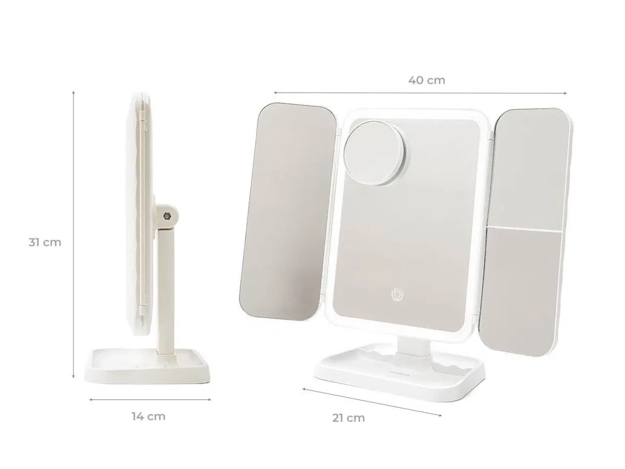 Billede 3 - Makeupspejl med LED og forstørrelse - Miled, genopladeligt (hvid)