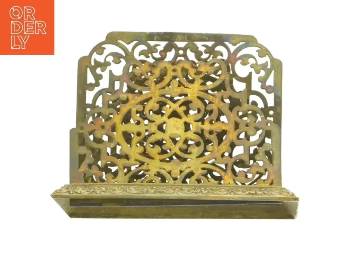 Billede 4 - Gammel brevholder i udsmykket messing (str. 19 x 10 x 14 cm)