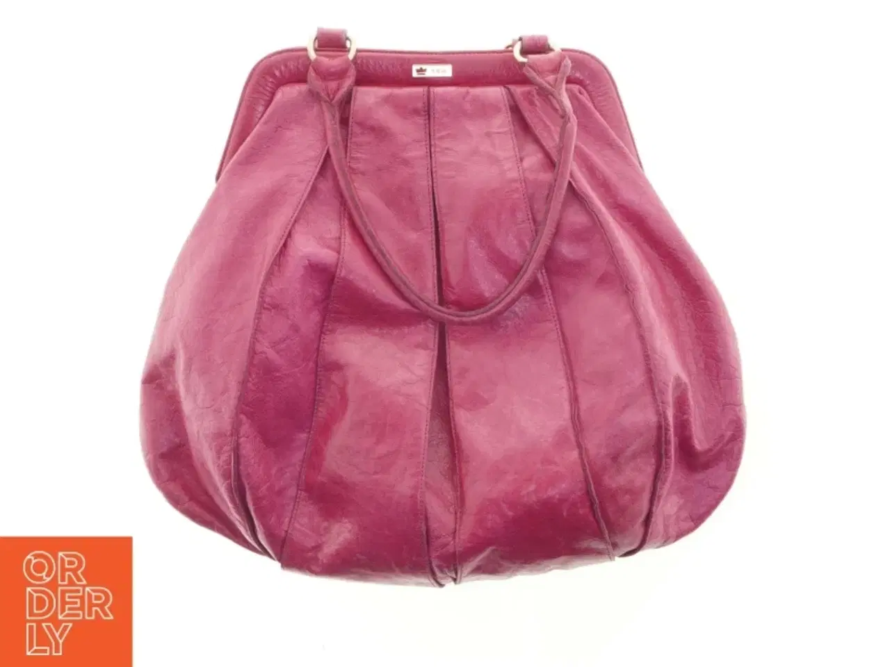 Billede 1 - Lyserød lædertaske (str. 45 x 48 cm)