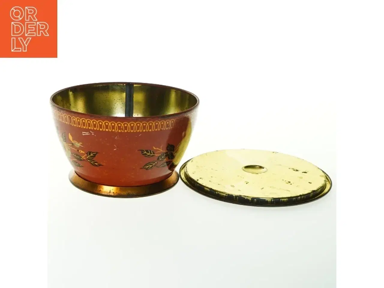 Billede 5 - Antik Metal Kage Dåse med blomstermotiv (str. 17,5x10 cm)