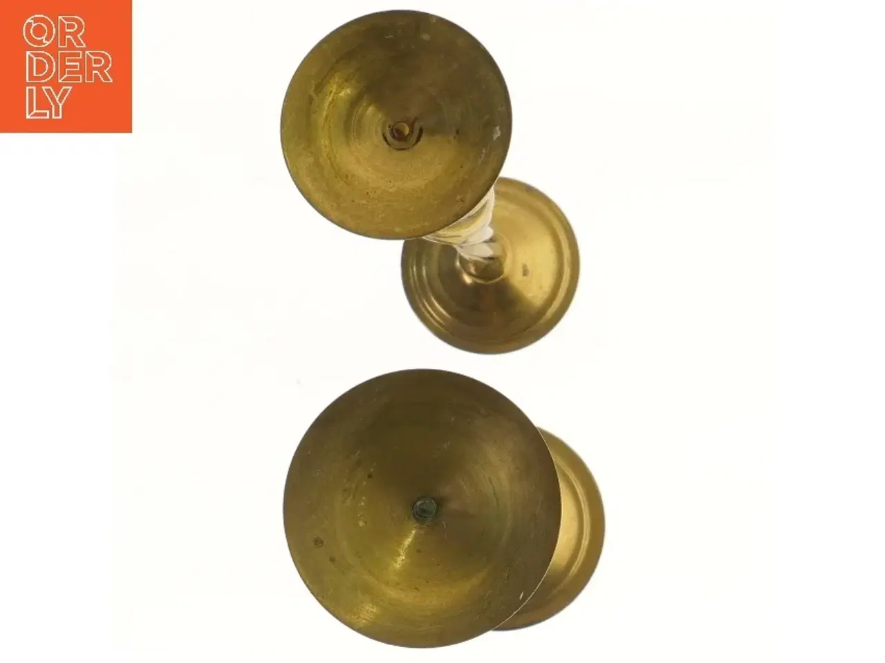 Billede 2 - Guldfarvede gamle lysestager (str. 37 og 32 cm)