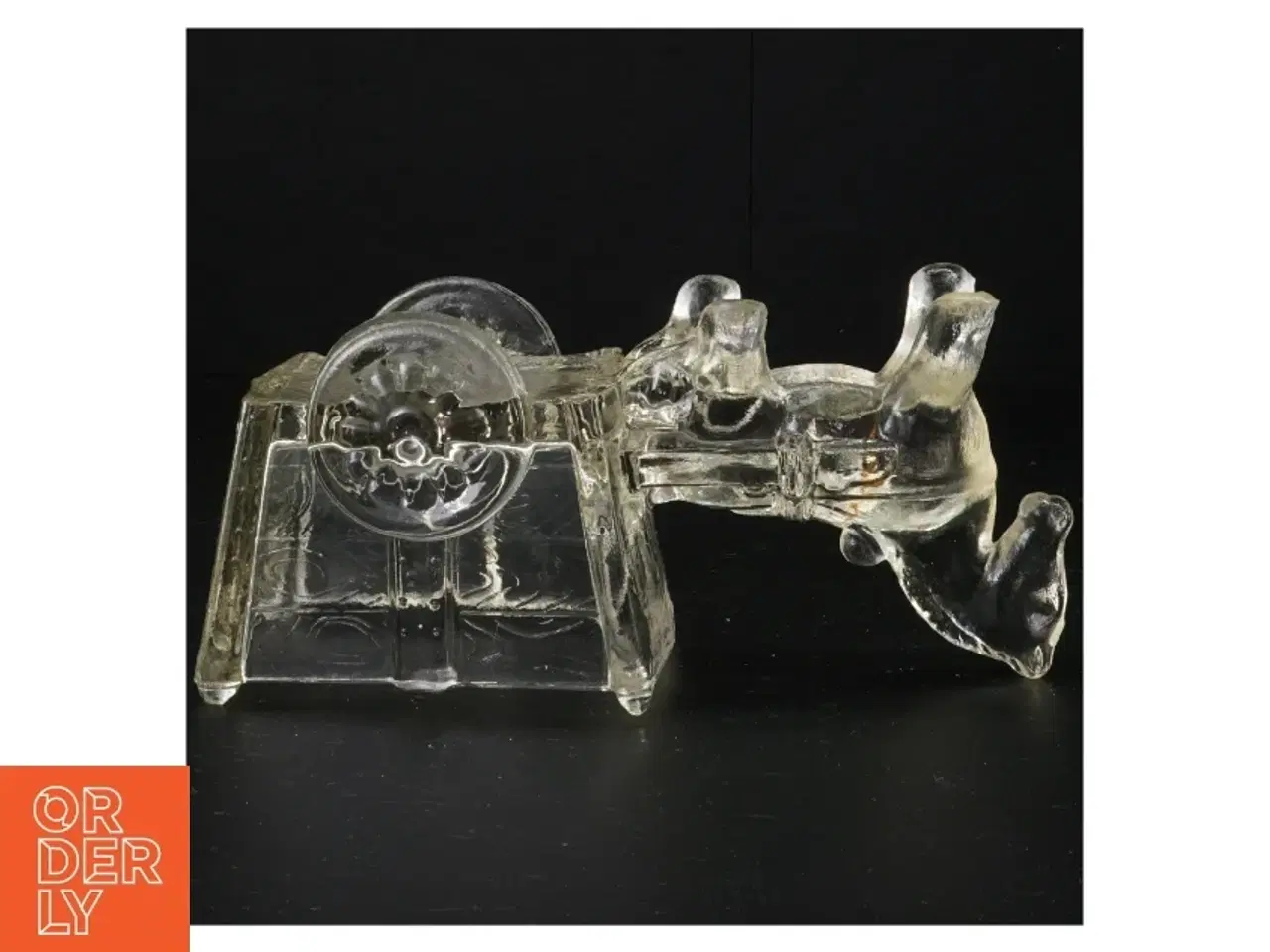 Billede 2 - Vintage Hest med vogn i Presset Glas (str. 23 x 9 x 11 cm)