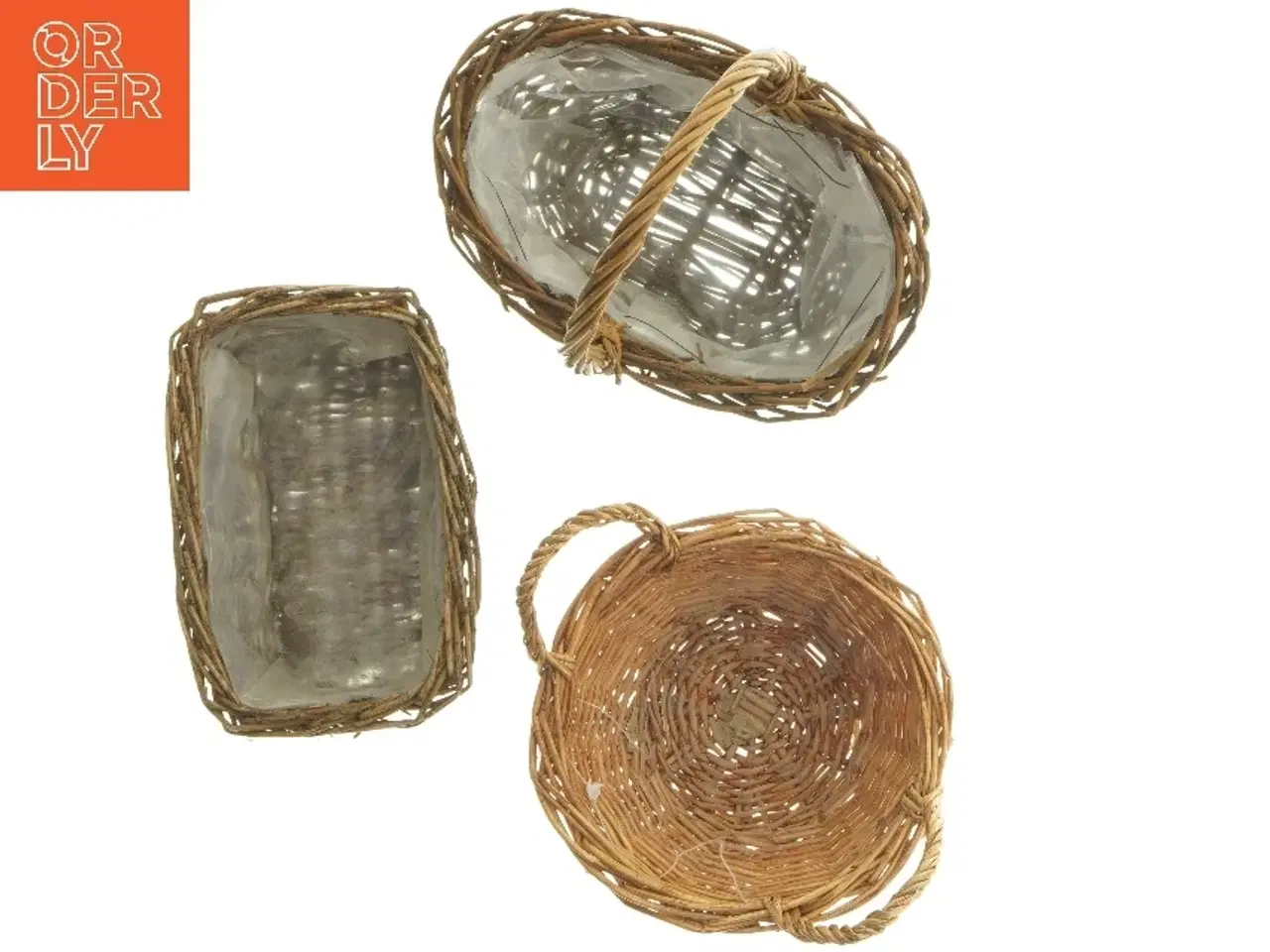 Billede 5 - 3 Flettede kurve med håndtag (str. 8x15x9 cm)