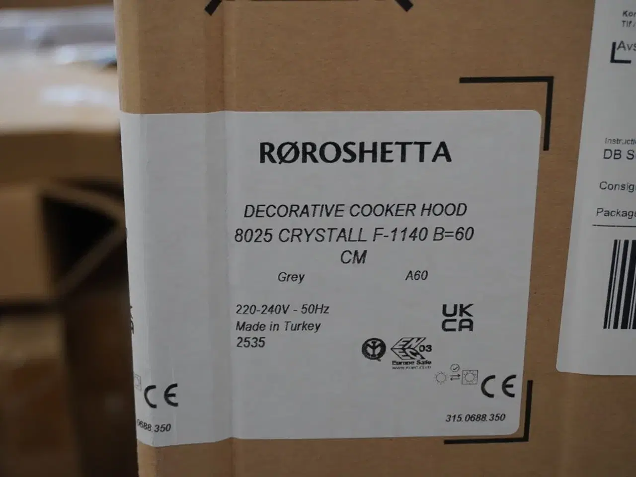 Billede 2 - Emhætte - RØROSHETTA Crystall 1140, 60cm