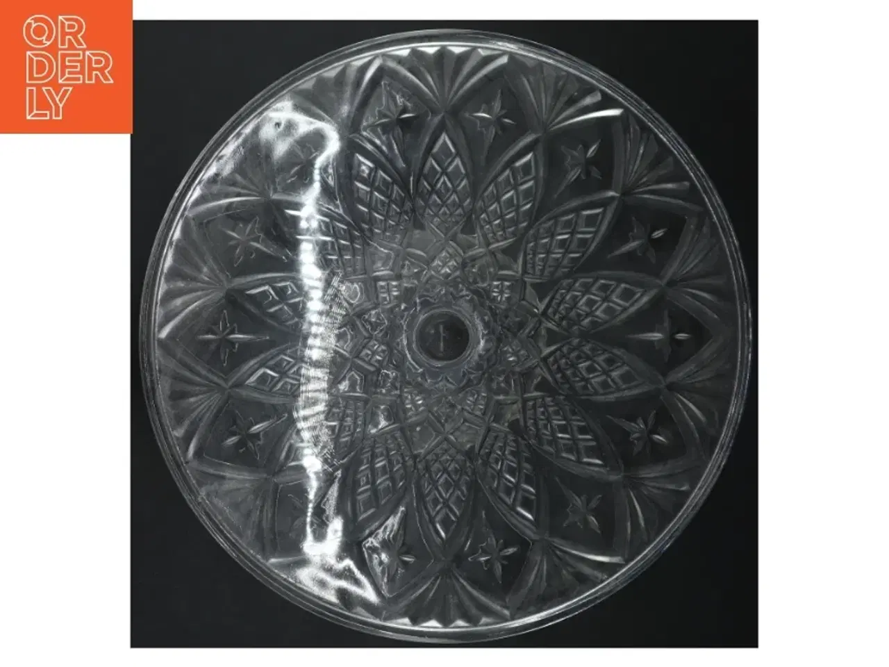 Billede 3 - Glas kagefad med mønster (str. Ø 30 cm)